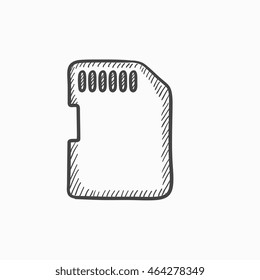 Memory card vector sketch icon isolated on background. Hand drawn Memory card icon. Memory card sketch icon for infographic, website or app.