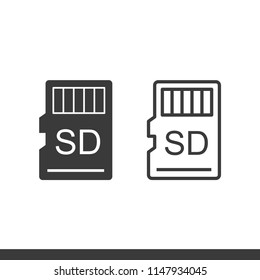 Memory cards icons flat and outline style vector image