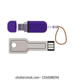 Memory  cards illustration. Devices, gadgets, electronics. Computer concept. Vector illustration can be used for topics like modern life, progress
