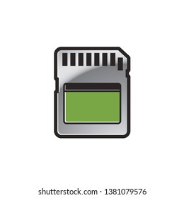 memory chip or card isolated on white vector drawing