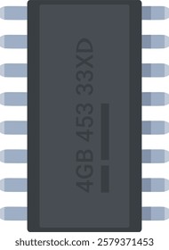 Memory chip in flat design style (cut out)