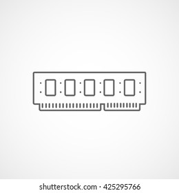 Memory Chip Line Icon On White Background