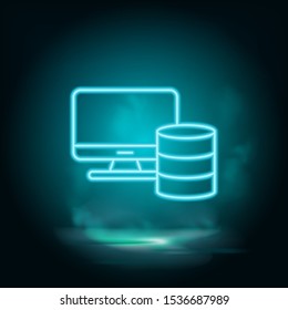 Memory computer vector blue neon icon