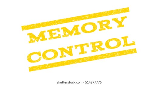 Memory Control watermark stamp. Text caption between parallel lines with grunge design style. Rubber seal stamp with unclean texture. Vector yellow color ink imprint on a white background.