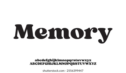 Memory, Elegant awesome alphabet letters font and number. unique serif font. Classic Lettering Minimal Fashion Designs. Typography fonts regular uppercase and lowercase. vector illustration
