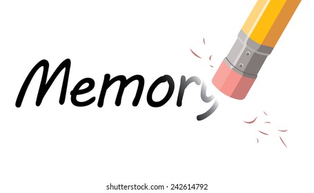 memory erased, word memory erased with pencil top eraser