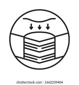 Memory foam bed mattress black line icon. Changes shape when pressure is applied. Pictogram for web page, mobile app, promo. UI UX GUI design element. Editable stroke.