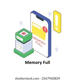 Memory Full isometric Colored illustration. EPS File stock illustration