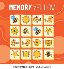 Memory game cards vector illustration. Memory game for preschool children.