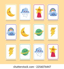 Memory game cards vector illustration. Memory game for preschool children.