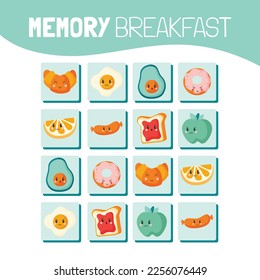 Memory game cards vector illustration. Memory game for preschool children.