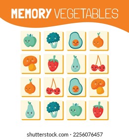 Memory game cards vector illustration. Memory game for preschool children.