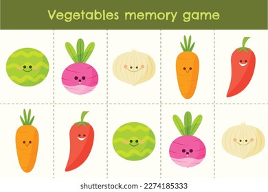 Memory game cards vector illustration. Memory game for preschool children.