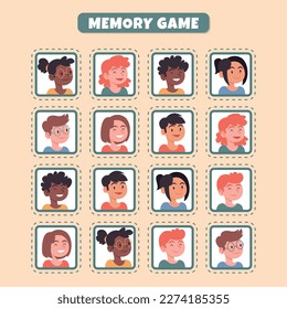 Memory game cards vector illustration. Memory game for preschool children.