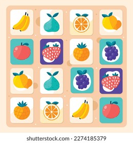 Memory game cards vector illustration. Memory game for preschool children.