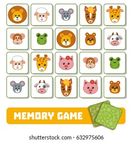 Memory Game For Children, Cards With Cute Animals