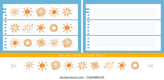 Memory Game for Kids. Educational children game, vector. 