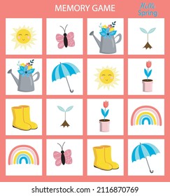 Memory game for kids. Spring