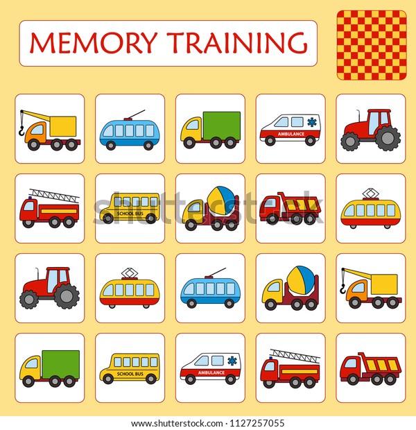 memory game preschool children set paired stock vector