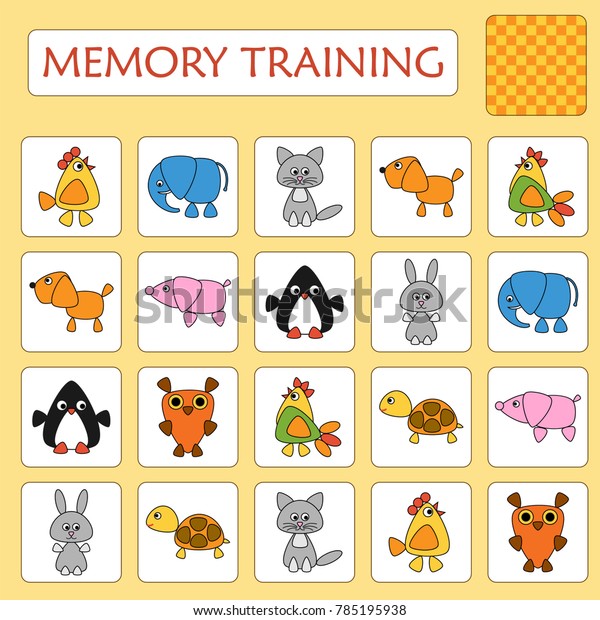 memory game preschool children set paired stock vector royalty free