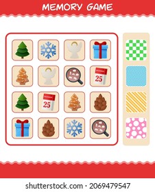 Memory games with cartoon christmas. Learning cards game. Educational game for pre shool years kids and toddlers