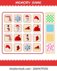 Memory games with cartoon christmas. Learning cards game. Educational game for pre shool years kids and toddlers