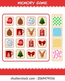 Memory games with cartoon christmas. Learning cards game. Educational game for pre shool years kids and toddlers