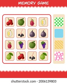 Memory games with cartoon fruits. Learning cards game. Educational game for pre shool years kids and toddlers