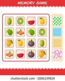 Memory games with cartoon fruits. Learning cards game. Educational game for pre shool years kids and toddlers