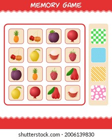 Memory games with cartoon fruits. Learning cards game. Educational game for pre shool years kids and toddlers