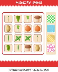 Memory Games With Cartoon Vegetables. Learning Cards Game. Educational Game For Pre Shool Years Kids And Toddlers