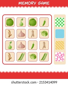 Memory games with cartoon vegetables. Learning cards game. Educational game for pre shool years kids and toddlers