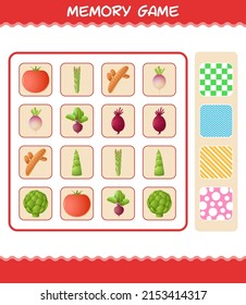 Memory Games With Cartoon Vegetables. Learning Cards Game. Educational Game For Pre Shool Years Kids And Toddlers