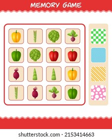 Memory games with cartoon vegetables. Learning cards game. Educational game for pre shool years kids and toddlers