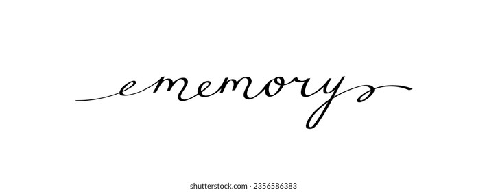 Memory handwritten phrase with smooth lines. Calligraphy continuous line with word memory usable for poster, printing, card, banners, t-shirt. Doodle vector graphic design.