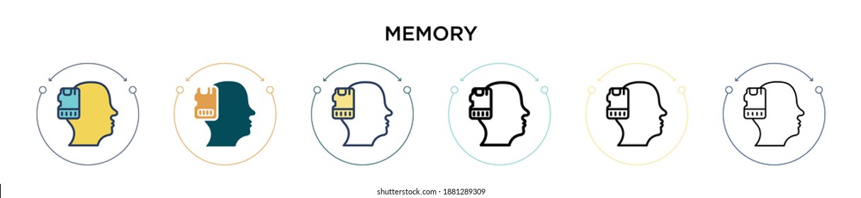 Memory icon in filled, thin line, outline and stroke style. Vector illustration of two colored and black memory vector icons designs can be used for mobile, ui, web