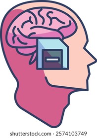 Memory Icon - Lineal Color Style - Neuroscience Theme