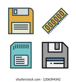 memory icon set. vector set about memory card, floppy disk, diskette and ram icons set.