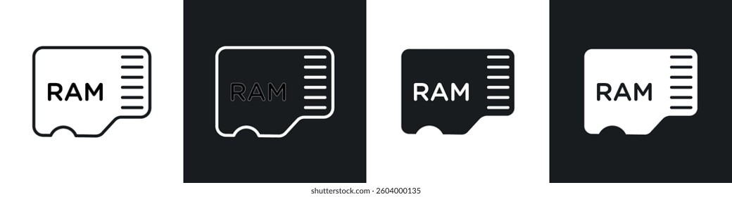Memory icon symbol collection on white background.
