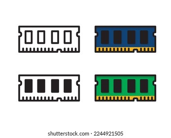 Memory icon vector, RAM icon vector Random Access Memory symbols, computer for app web logo banner button icon - Vector