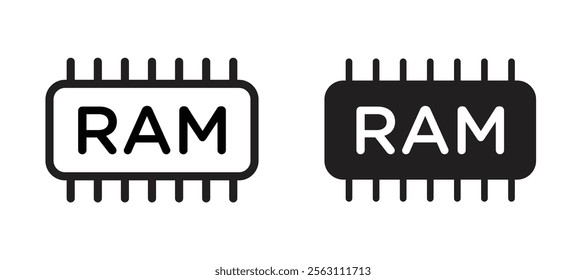 Memory icons in black line and filled versions