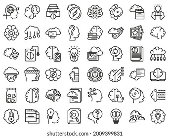 Memory icons set outline vector. Brain care. Awareness creative