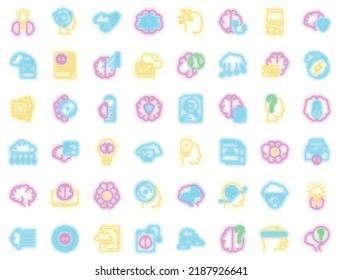 Memory icons set outline vector. Brain care. Awareness creative