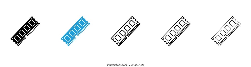 Memory icons vector illustrations in black and blue colors for web and ui designs