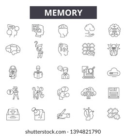 Memory line icon signs.  Linear vector outline illustration set concept.