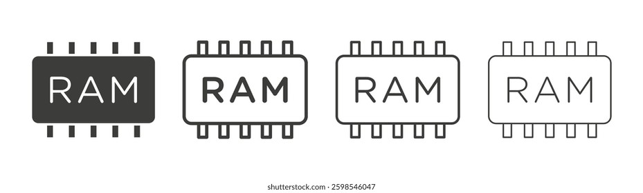 Memory line icon vector illustration set.