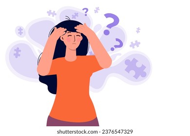 Memory loss, Alzheimer patients, Suffering from brain disease concept. Vector illustrations for banner, website, landing page, flyer.
