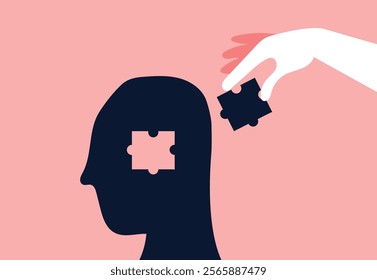 Memory loss Alzheimer's dementia forgetfulness puzzle brain illustration