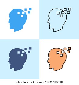 Memory loss concept icon set in flat and line styles