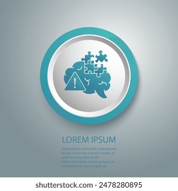 Gedächtnisverlust oder -verlust blaues Symbol, Gehirn mit Rätsel, Schädigung des Geistes, Vergessen des Denkens, Sklerose, bearbeitbare Schlaganfall-Vektorillustration